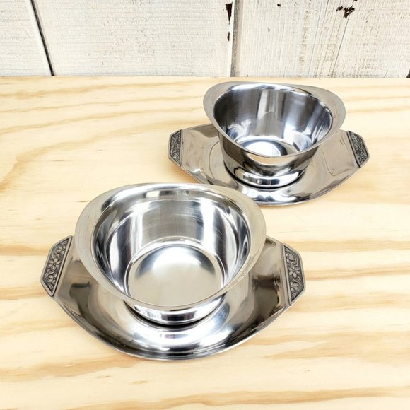 Vintage Dining Vintage Japanese Stainless Steel Bowl Plate Set